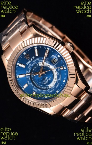 Rolex SkyDweller Swiss Watch in 18K Rose Gold Case - DIW Edition Deep Blue Dial 