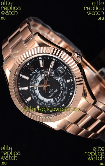 Rolex SkyDweller Swiss Watch in 18K Rose Gold Case - DIW Edition Black Dial 