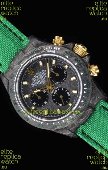 Rolex Daytona DiW Forged Cabon Casing 1:1 Mirror Replica with Green Nylon Strap 