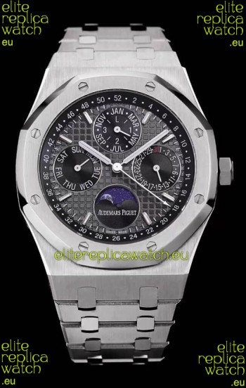 Audemars Piguet Royal Oak Perpetual Calendar Swiss Replica Steel Casing Watch in Grey Dial