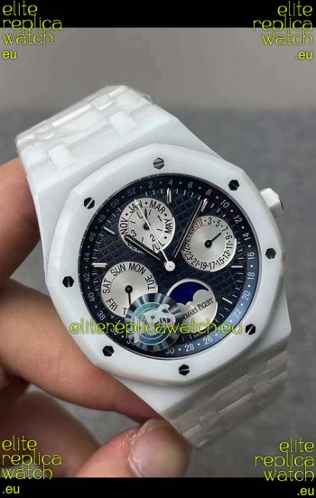 Audemars Piguet Royal Oak Perpetual Calendar Swiss Replica White PVD Casing in Blue Dial 