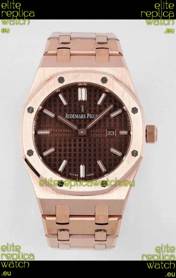 Audemars Piguet Royal Oak 33MM Rose Gold Brown Dial 1:1 Mirror Replica Watch