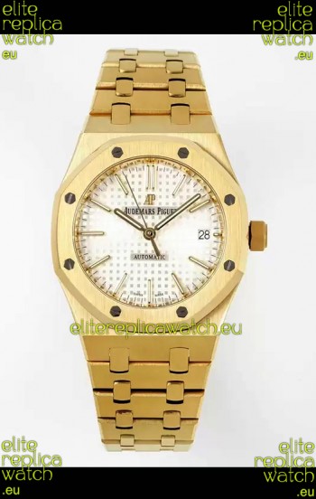 Audemars Piguet Royal Oak 37MM White Dial Yellow Gold Watch in 3120 Movement - 1:1 Mirror Replica