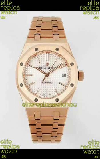 Audemars Piguet Royal Oak 37MM White Dial Rose Gold Watch in 3120 Movement - 1:1 Mirror Replica