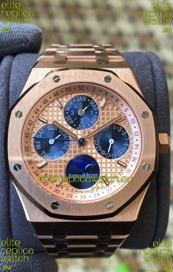 Audemars Piguet Royal Oak Perpetual Calendar Swiss Replica 904L Steel in Rose Gold Casing