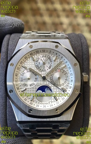 Audemars Piguet Royal Oak Perpetual Calendar Swiss Replica 904L Steel in Steel White Dial 