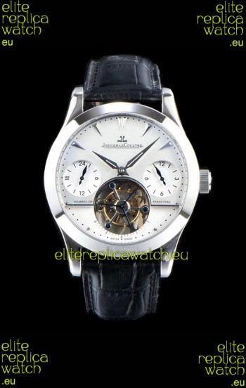 Jaeger LeCoultre Perpetual Tourbillon 904L Steel Case White Dial Swiss Replica Watch 