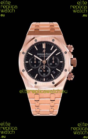 Audemars Piguet Royal Oak Chronograph Pink Gold Case Black Dial - 1:1 Mirror Replica