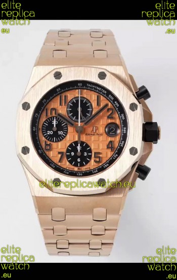 Audemars Piguet Royal Oak Offshore Champange Dial Chronograph 1:1 Mirror Replica Watch - Rose Gold 