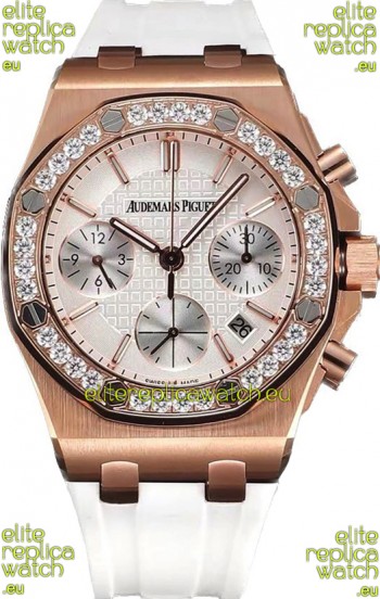 Audemars Piguet Royal Oak Offshore Rose Gold White Dial Chronograph 37MM - Swiss Replica Watch 