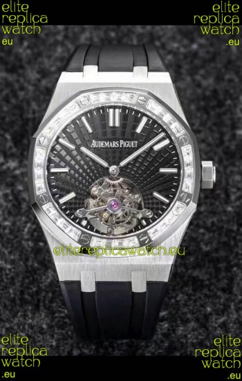 Audemars Piguet Royal Oak Tourbillon 41mm in 904L Casing - Grey Tapisserie Diamonds Bezel 1:1 Ultimate Replica