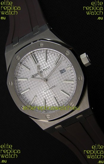 Audemars Piguet Royal Oak 41MM Silver Dial Rubber Strap - 1:1 Mirror Ultimate Edition