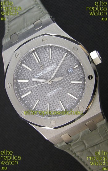 Audemars Piguet Royal Oak 41MM Grey Dial Leather Strap - 1:1 Mirror Ultimate Edition