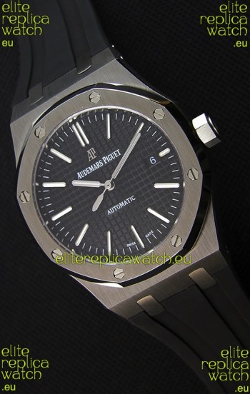 Audemars Piguet Royal Oak 41MM Black Dial Rubber Strap - 1:1 Mirror Ultimate Edition