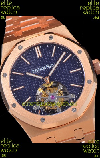Audemars Piguet Royal Oak Tourbillon 41mm Blue Dial in 904L Steel Rose Gold Casing
