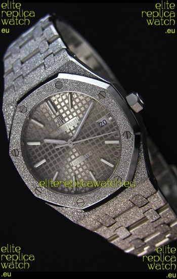 Audemars Piguet Royal Oak Frosted Self-Winding White Gold Grey Dial 1:1 Mirror Replica Watch 