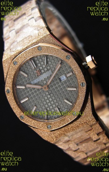 Audemars Piguet Royal Oak Frosted Rose Gold QUARTZ Watch Grey Dial 33MM - 1:1 Mirror Replica 