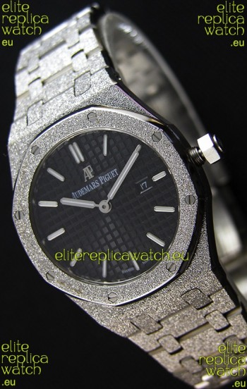 Audemars Piguet Royal Oak Frosted White Gold QUARTZ Watch Black Dial 33MM - 1:1 Mirror Replica 