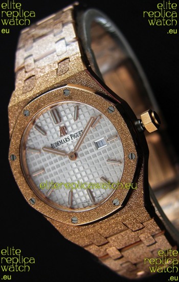 Audemars Piguet Royal Oak Frosted Rose Gold QUARTZ Watch White Dial 33MM - 1:1 Mirror Replica 