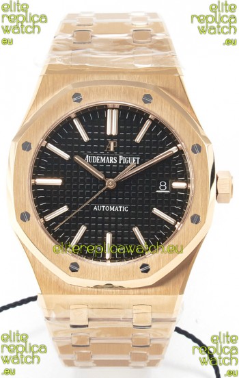 Audemars Piguet Royal Oak 15400 41MM Rose Gold Black Dial Super Clone Replica Watch 