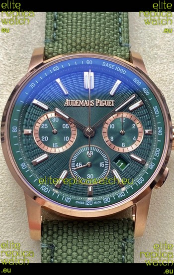 Audemars Piguet CODE 11.59 Chronograph Swiss Replica Watch in Rose Gold Casing Green Dial 