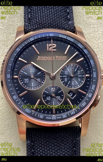 Audemars Piguet CODE 11.59 Chronograph Swiss Replica Watch in Rose Gold Casing Black Dial