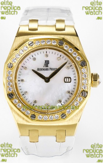 Audemars Piguet Royal Oak 33MM Rose Gold Quartz Rose Gold Pearl Dial Swiss Replica Watch