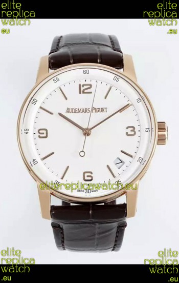 Audemars Piguet CODE 11.59 15210R Swiss Replica Watch in Rose Gold White Dial 41MM
