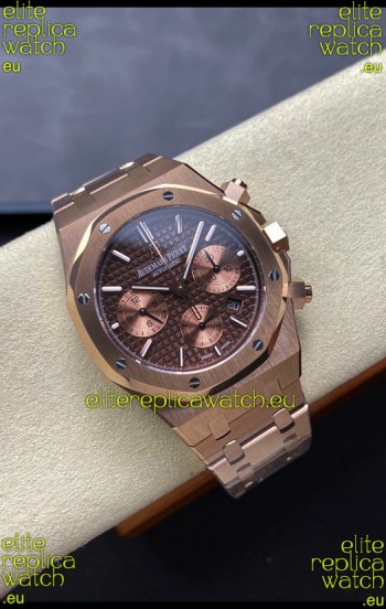 Audemars Piguet Royal Oak Super Clone - Rose Gold Casing Brown Dial in 41MM