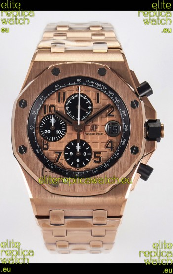 Audemars Piguet Royal Oak Offshore Rose Gold BRICK Dial 1:1 Super Clone Replica Watch - 904L Steel
