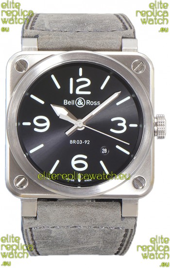Bell and Ross BR03-92 Grey Dial 904L Steel Swiss Replica Watch 
