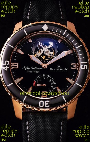 Blancpain Fifty Fathoms Tourbillon 8 Jours 1:1 Mirror Swiss Replica Watch in Rose Gold Casing