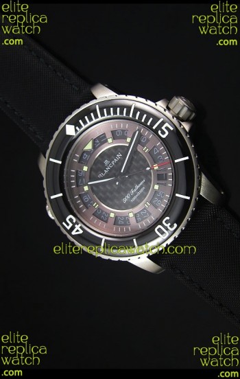 Blancpain 500 Fathoms Swiss Replica Watch in Grey Carbon Dial - 1:1 Mirror Edition