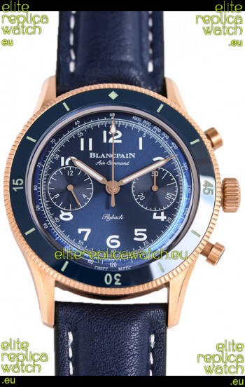 Blancpain Air Command Blue Dial Rose Gold 1:1 Mirror Swiss Replica Watch 