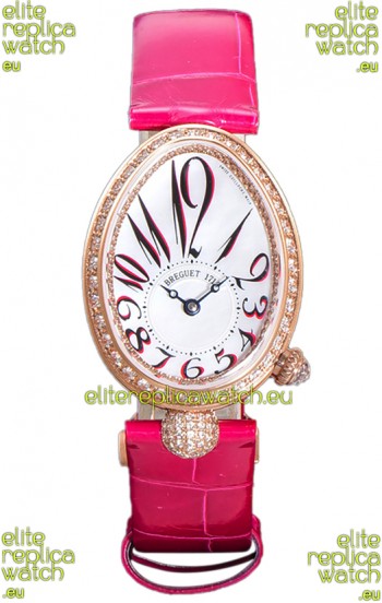 Breguet Reine De Naples Ladies Rose Gold Pink Leather Swiss 1:1 Edition Replica Watch