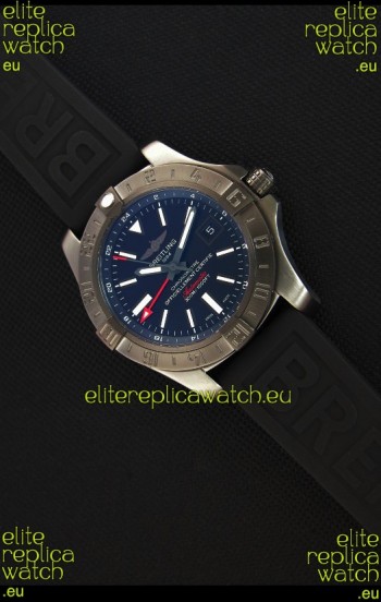Breitling Avenger II BlackSteel GMT Swiss Replica Watch Rubber Strap 1:1 Mirror Replica Watch