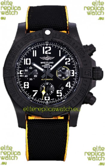 Breitling Avenger Hurricane Chronograph Black Dial Yellow Rimmed Nylon - DLC Coating Swiss Replica Watch