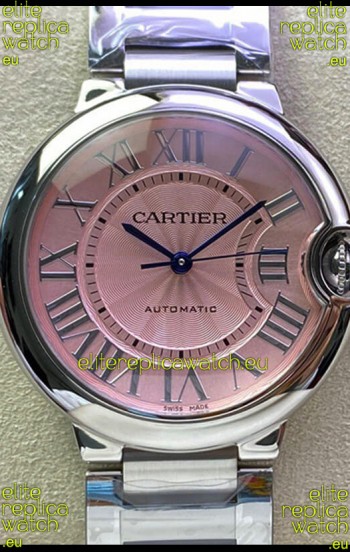 Ballon De Cartier Swiss Automatic 1:1 Mirror Quality 36MM in Stainless Steel Pink Dial