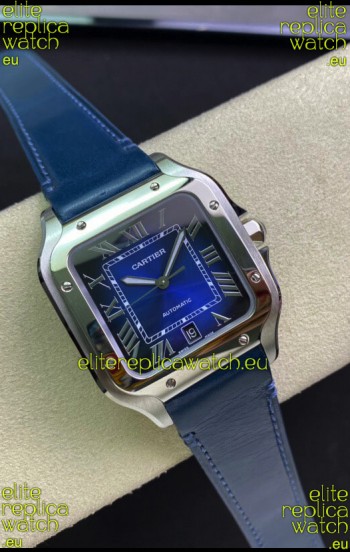 Santos De Cartier Stainless Steel Casing 1:1 Mirror Swiss Replica Watch Blue Dial 40MM