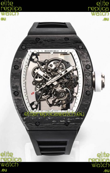 Richard Mille RM055 Black Carbon Casing 1:1 Mirror Replica Watch in Black Strap