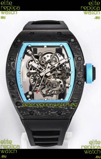 Richard Mille RM055 Black Carbon Casing 1:1 Mirror Replica Watch in Black Strap