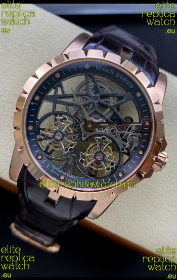 Roger Dubuis Excalibur Dual Tourbillon 1:1 Mirror Swiss Rose Gold Case