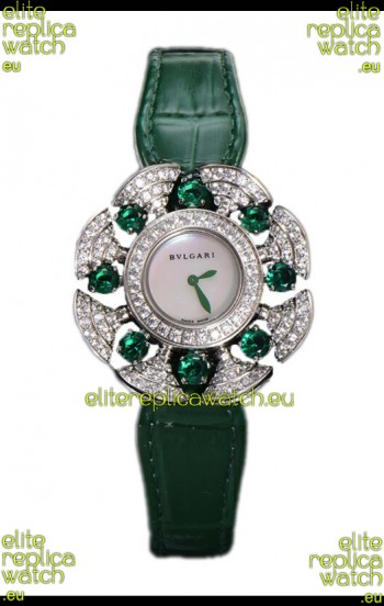 Bvlgari Divas's Dream Edition Watch in Steel Casing - Diamonds Paved Bezel Swiss Replica