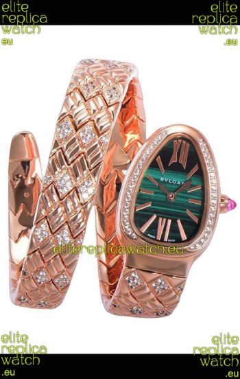 Bvlgari Serpenti Edition Rose Gold Casing Green Dial Watch in 1:1 Mirror Quality