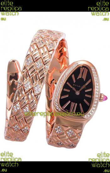 Bvlgari Serpenti Edition Rose Gold Casing Black Dial Watch in 1:1 Mirror Quality