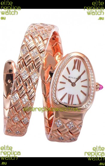 Bvlgari Serpenti Edition Rose Gold Casing White Dial Watch in 1:1 Mirror Quality