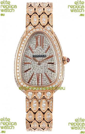 Bvlgari Serpenti Seduttori Edition Watch in Diamonds Paved Yellow Gold Casing - 1:1 Mirror Replica