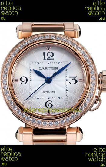 Pasha De Cartier 1:1 Mirror Quality Automatic Swiss Replica Watch 35MM Rose Gold