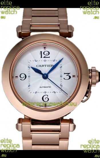 Pasha De Cartier 1:1 Mirror Quality Automatic Swiss Replica Watch 35MM Rose Gold