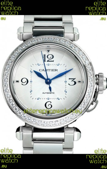 Pasha De Cartier 1:1 Mirror Quality Automatic Swiss Replica Watch 35MM Stainless Steel 